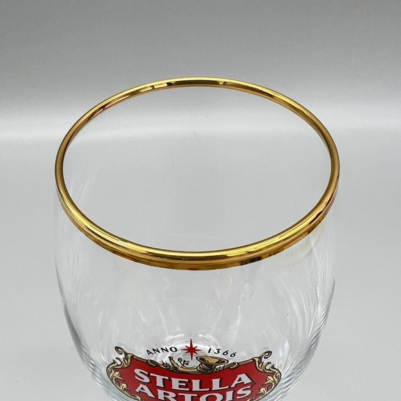 Stella Artois Chalice Beer Glasses Gold Rim 33cl Belgium Script Barware Man Cave - Picture 3 of 8